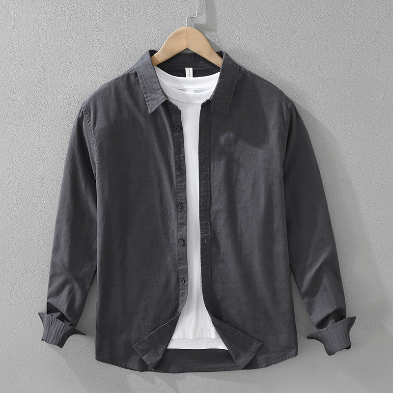 Men's Japanese Cotton Linen Long Sleeve shirt Blouse Fashion All-matching