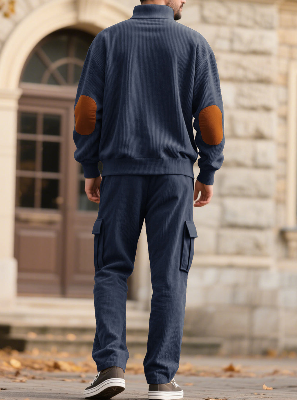 Corduroy Sweatshirt And Sweatpants Stand Collar Access Control Pullover