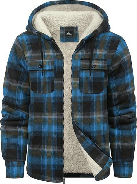 Thick Cotton Coat With Plaid Pattern Long Sleeves Loose Fit And Hood
