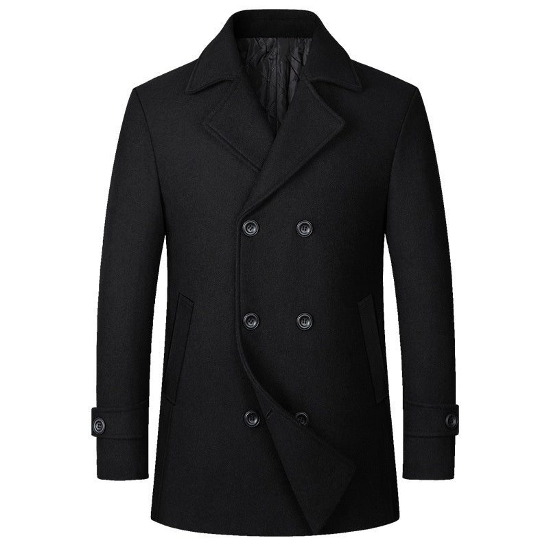 European Size Men's Fashion Double-breasted Lapel Wool Coat
