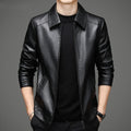 Thin Fleece-lined Soft Leather Jacket For Dad