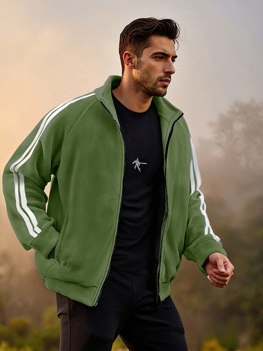 New Zipper Trend Versatile Men's Fleece Jacket