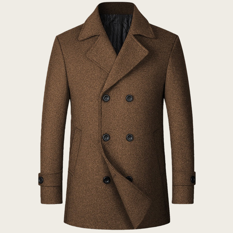 European Size Men's Fashion Double-breasted Lapel Wool Coat