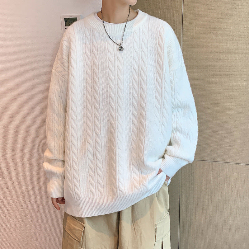 Mens Cable Knit Crew Neck Sweater