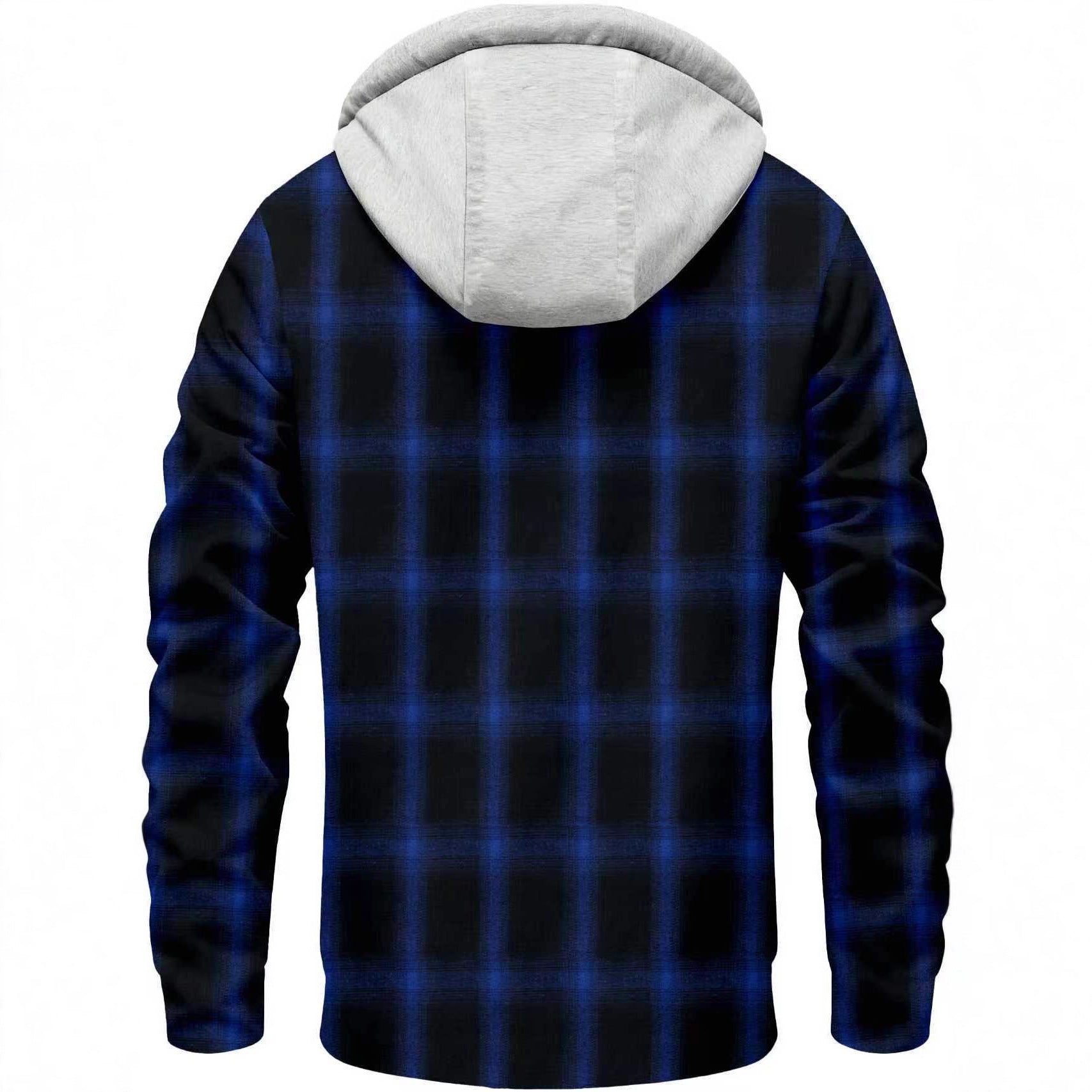 Plaid Fleece-Lined Hooded Casual Jacket