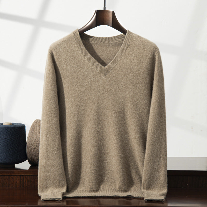 Mens Casual V-Neck Minimalist Knitted Sweater Top