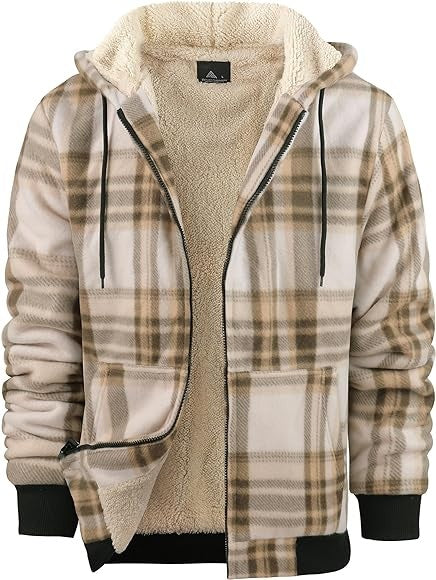Thick Cotton Coat With Plaid Pattern Long Sleeves Loose Fit And Hood