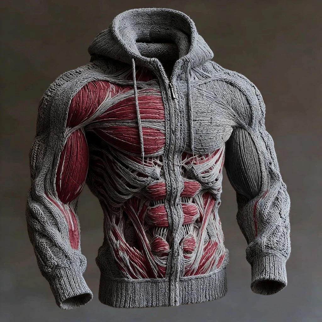 Mens Casual Printed Hooded Jacket In American High-Street Style
