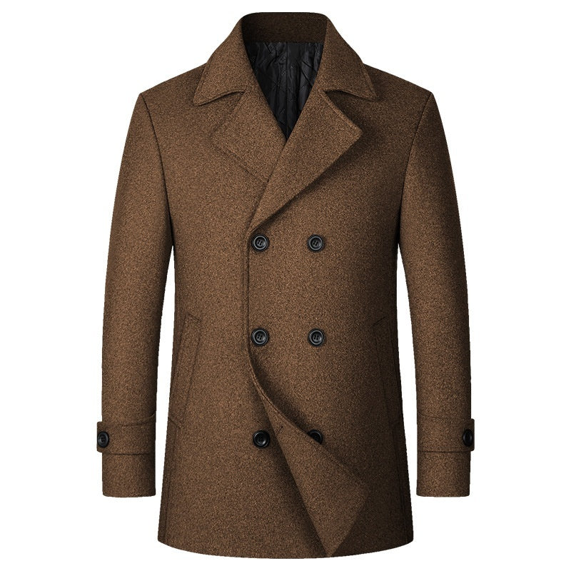 European Size Men's Fashion Double-breasted Lapel Wool Coat