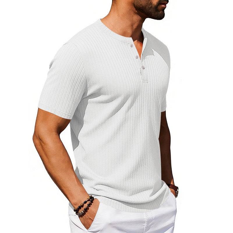 Athleisure Stretch Ribbed Short-Sleeve T-Shirt