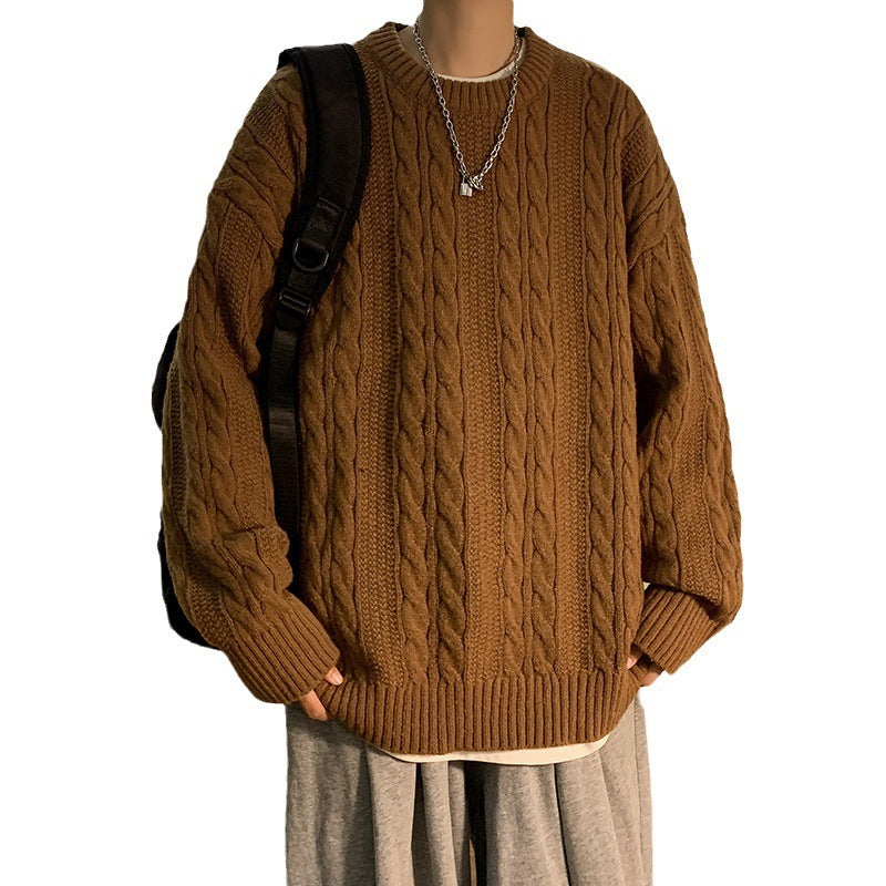 Mens Cable Knit Crew Neck Sweater