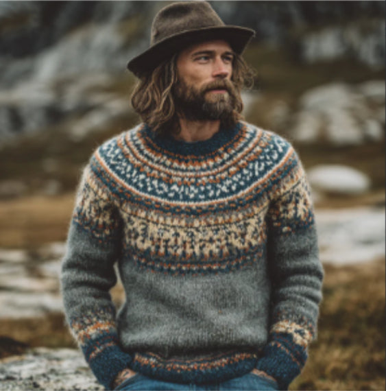 Mens Loose-Fit 3D-Printed Long-Sleeve Pullover