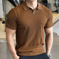 Men's Casual Knitted Polo Shirt With Short Sleeves And A Turn-down Collar