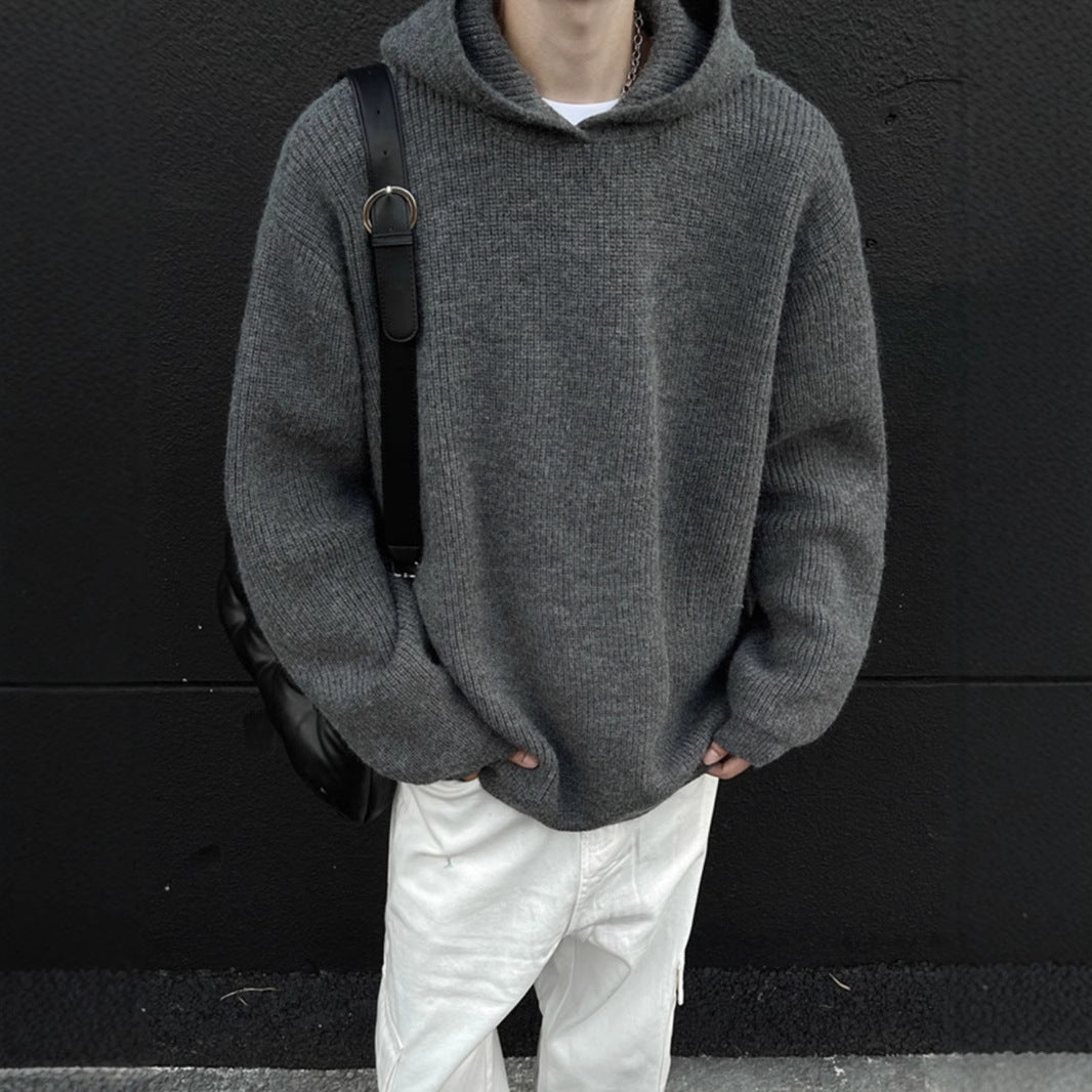Laid-back Hooded Sweater For Men A Loose Casual Knit Top
