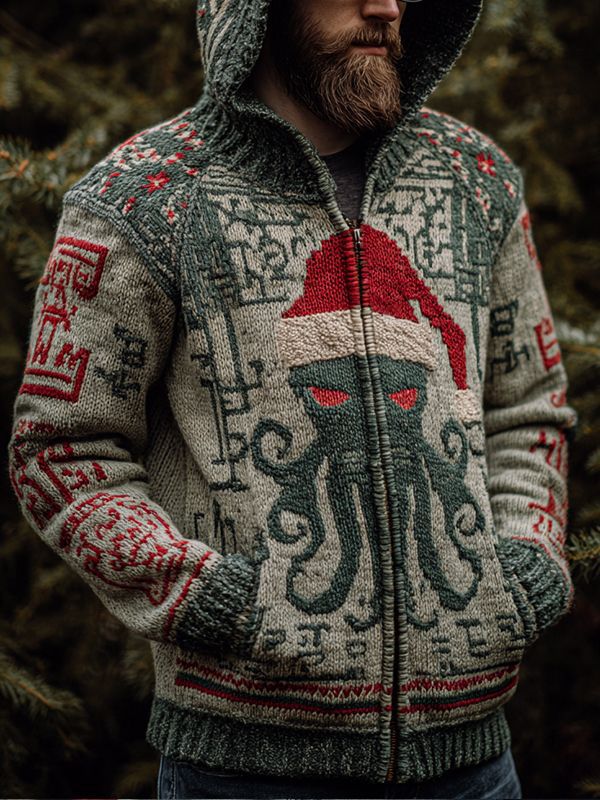 Christmas 3D Digital-Print Casual Zip-Up Hoodie