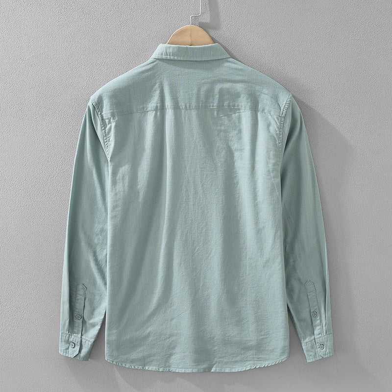 Men's Japanese Cotton Linen Long Sleeve shirt Blouse Fashion All-matching