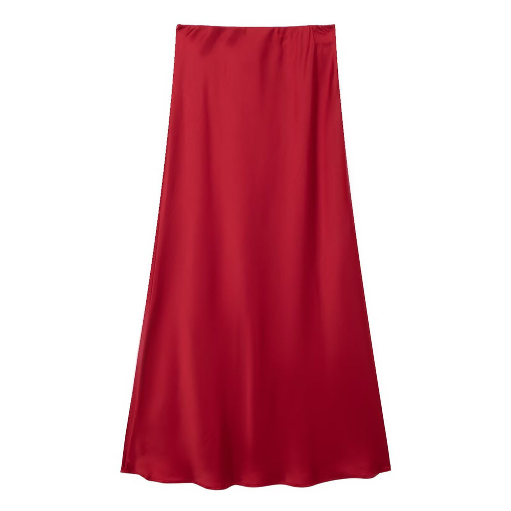 Womens Multicolor Satin-Feel High-Waisted Skirt