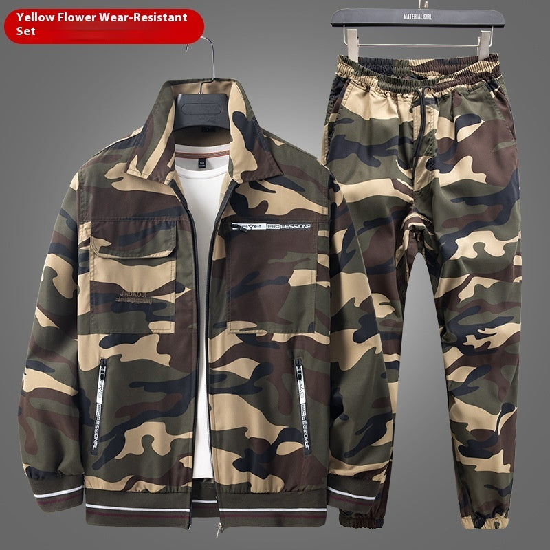 Thin Camouflage Cargo Pants Suit Men's Wear-resistant Dirt-resistant Lightweight