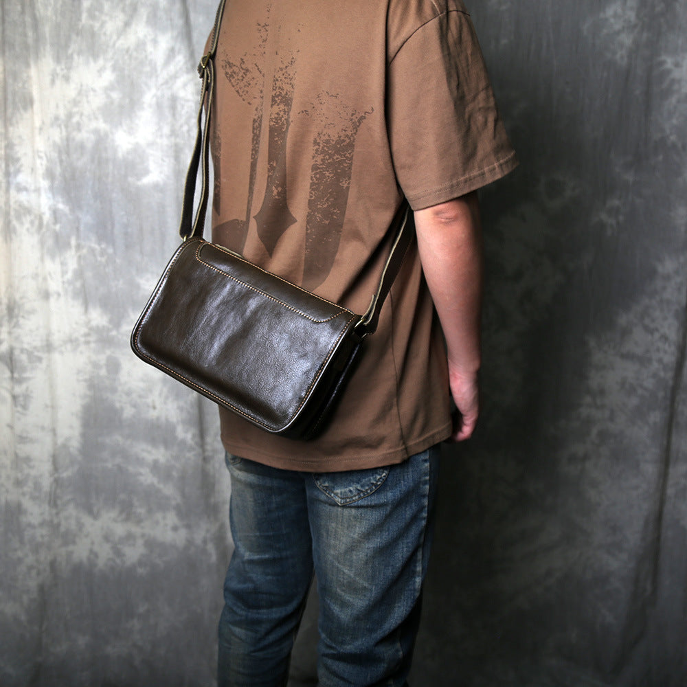 Men's Genuine Leather Crossbody Shoulder Bag Handmade