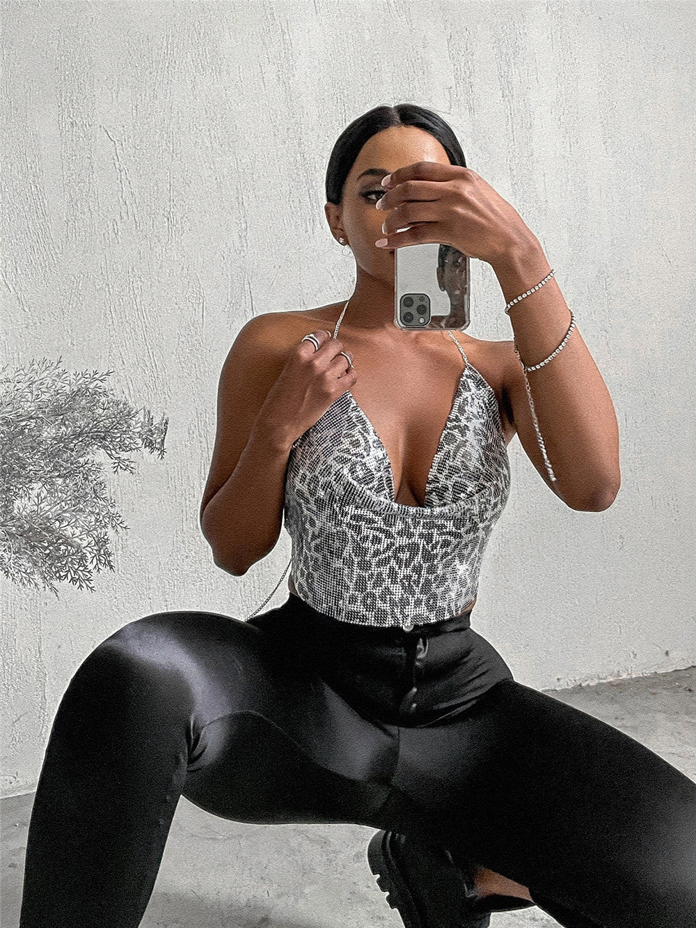 Hot Sale Sexy Metal Sequin Halter Halter Strap urbanhunterr