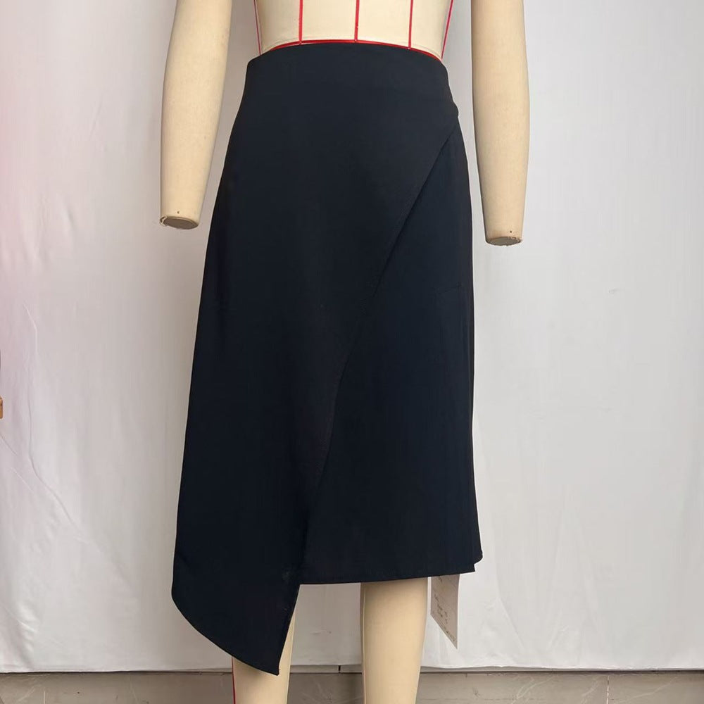 Womens High-Waisted Irregular-Slit Skirt