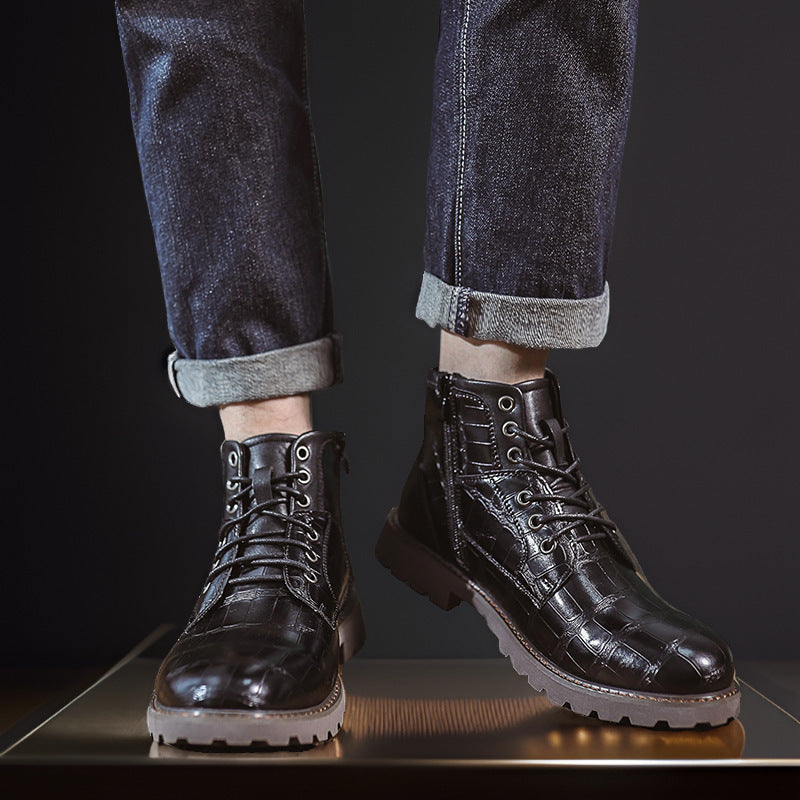 Retro Casual Outdoor Side Zipper Leather Boots