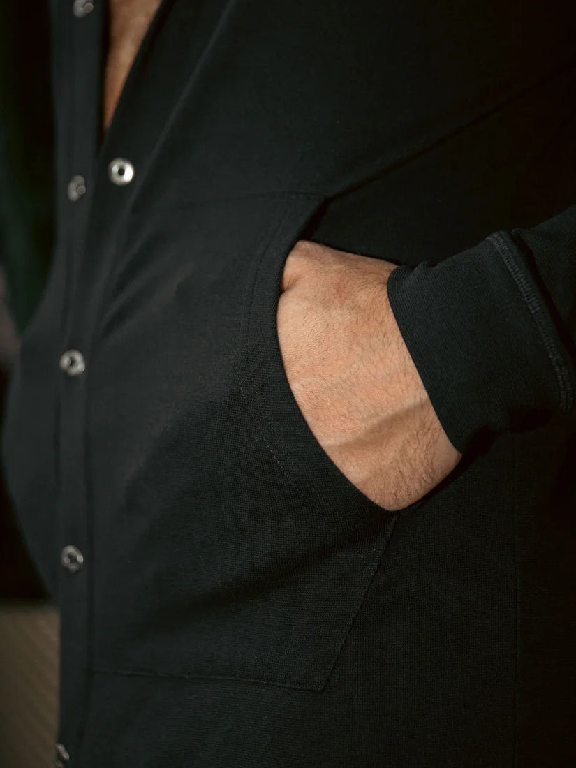 Black Hooded Button - Front Jumpsuit