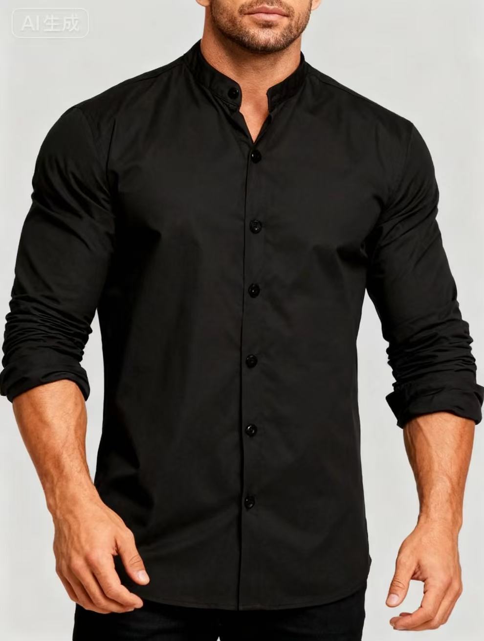 Teenage Men's Stand-up Collar Shirt