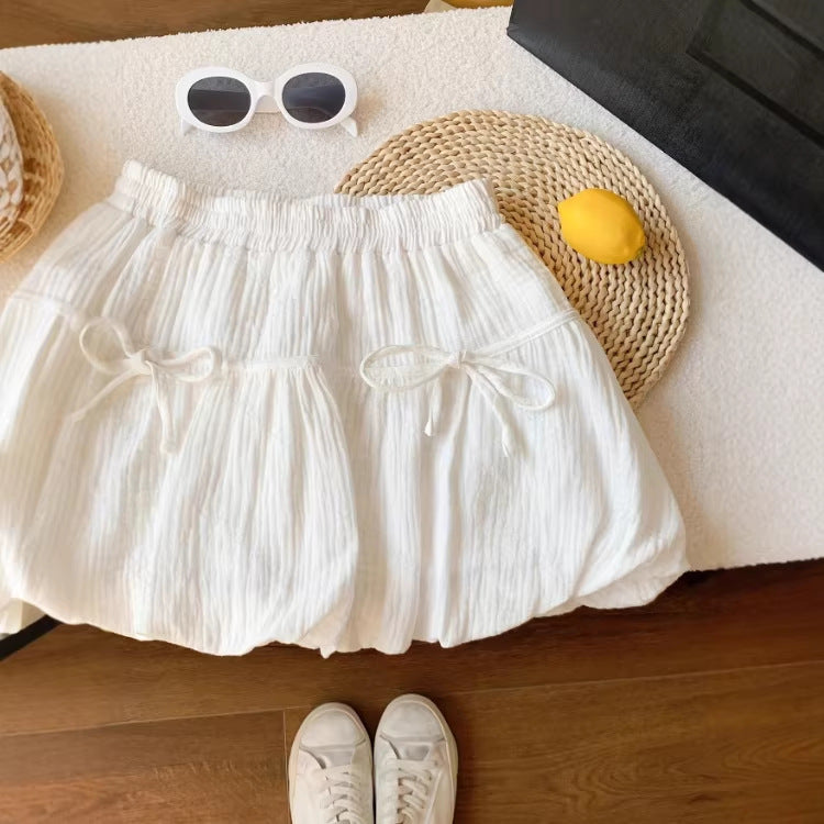 New Stylish Beach Vacation Style Bow-tie Pleated Skirt