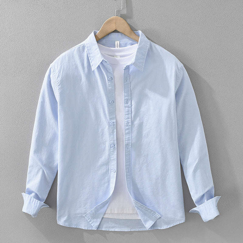 Men's Japanese Cotton Linen Long Sleeve shirt Blouse Fashion All-matching