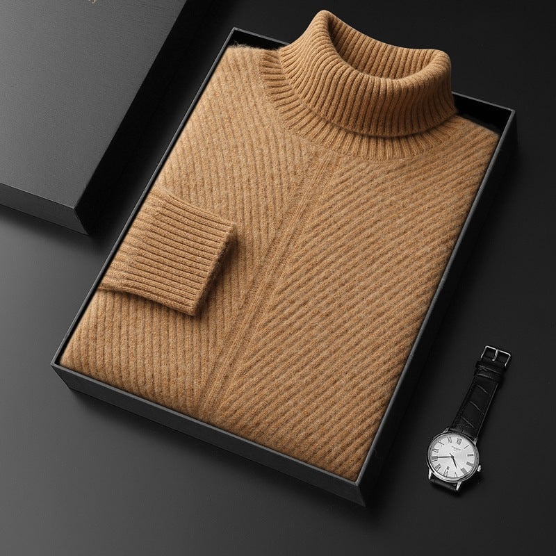 Thickened Turn-Down Collar Thermal Crewneck Cashmere Base Layer Sweater Plus-Size Knitted Pullover