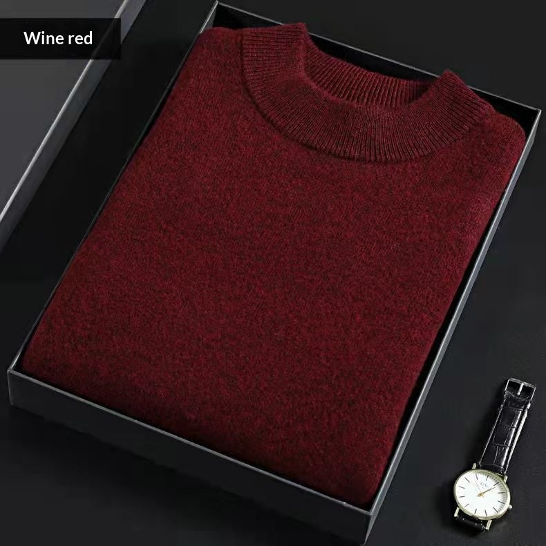 Solid Color Semi High Neck Wool Sweater