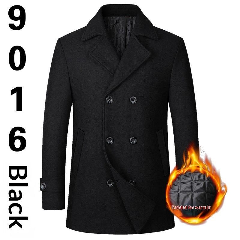 European Size Men's Fashion Double-breasted Lapel Wool Coat
