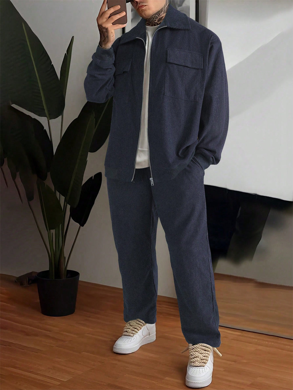 Men's Long Sleeve Lapel Shirt Trousers Suit