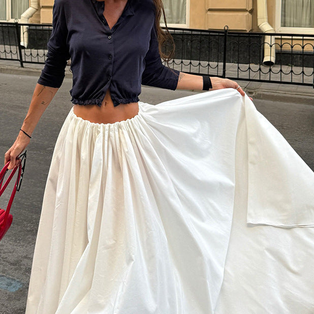 Stylish Flowy White A-line Skirt