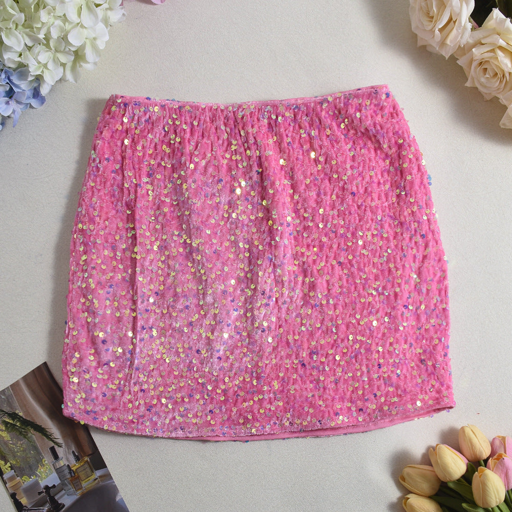 Women's Casual Versatile Sequins Fashionable Beaded Sheath Skirt