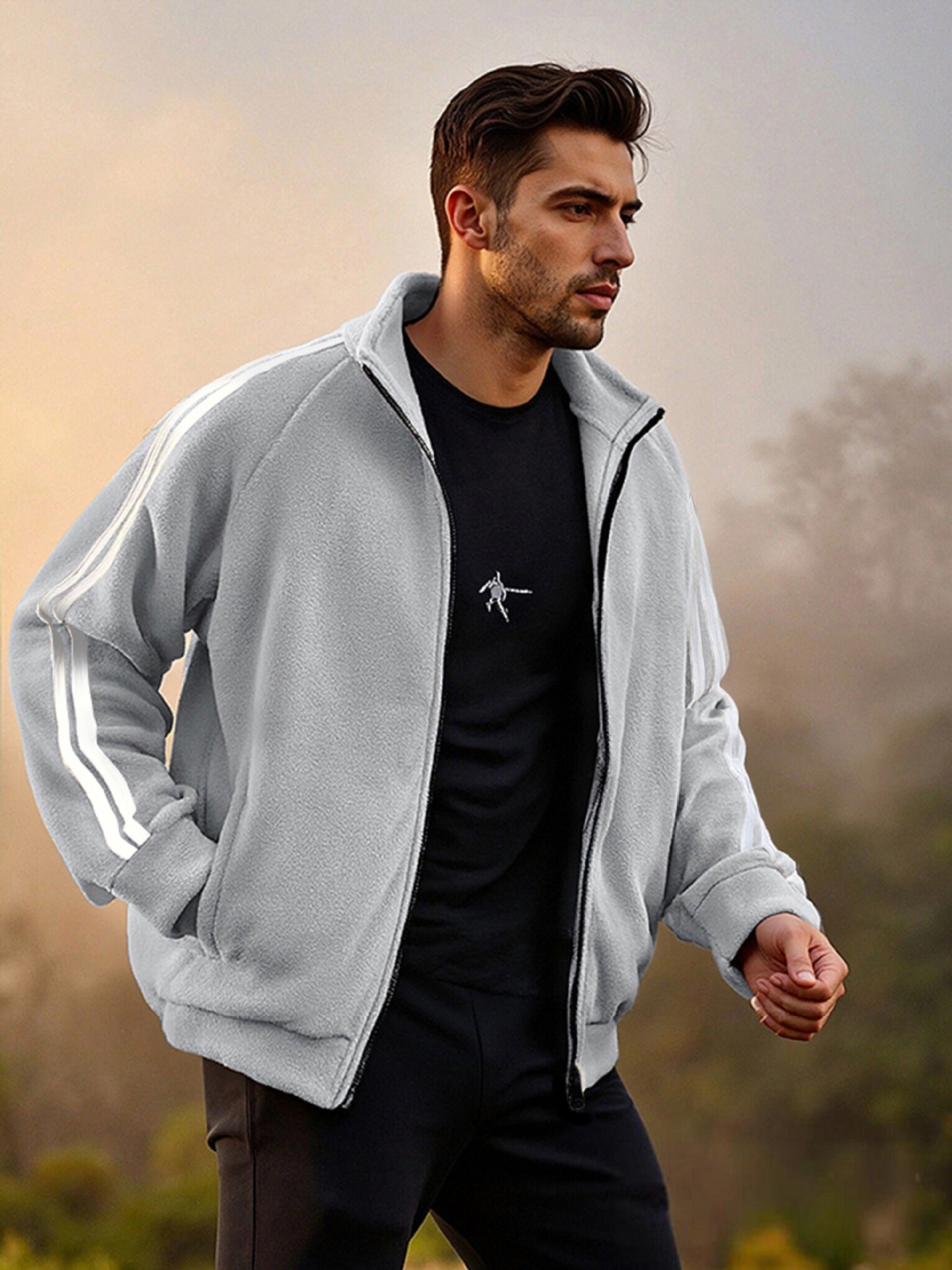 New Zipper Trend Versatile Men's Fleece Jacket
