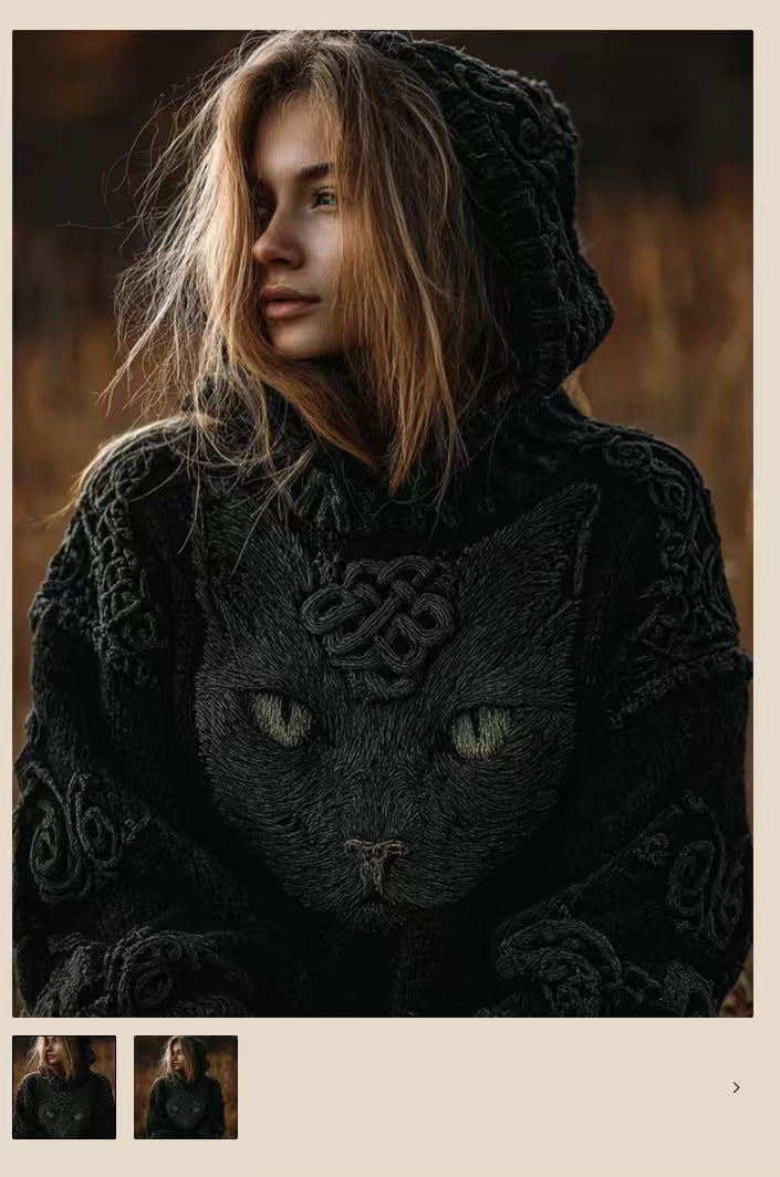 3D Digital Print Loose-Fit Hooded Sweater Cardigan Coat