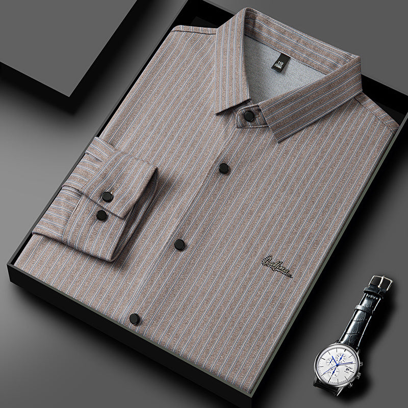 Men's Long-sleeved Shirt Fashion Casual Vertical Stripe Shirt