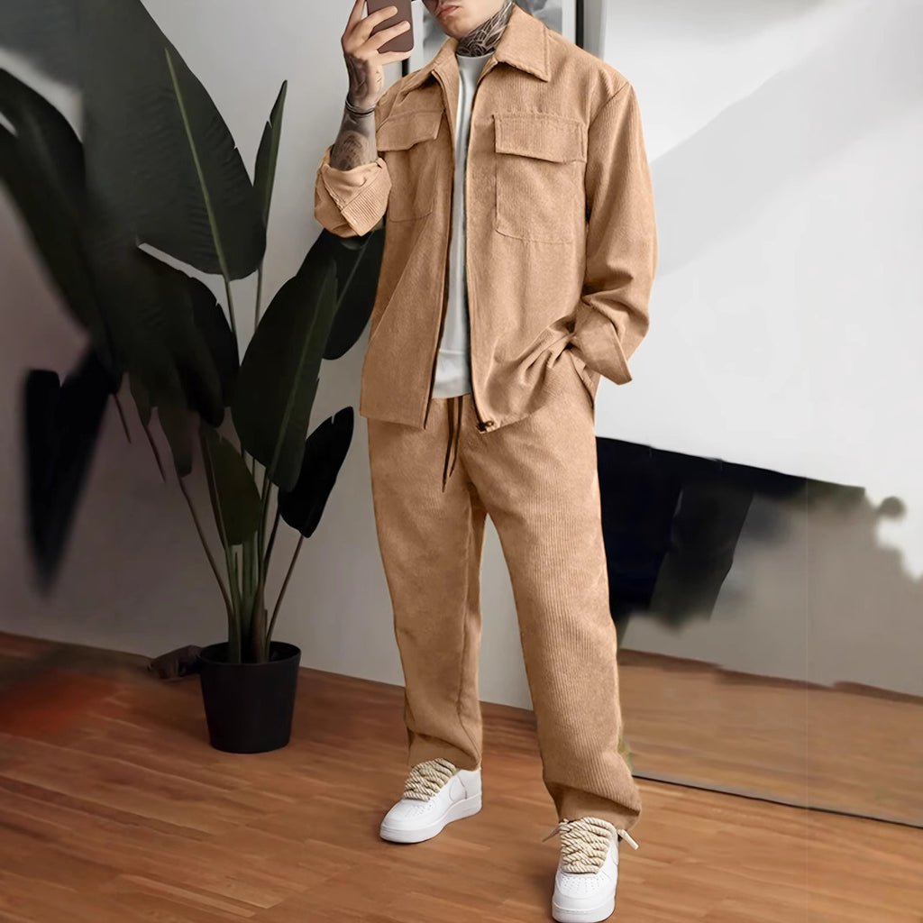 Men's Long Sleeve Lapel Shirt Trousers Suit