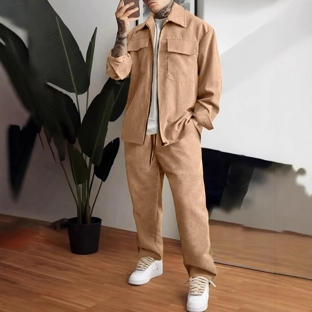 Men's Long Sleeve Lapel Shirt Trousers Suit