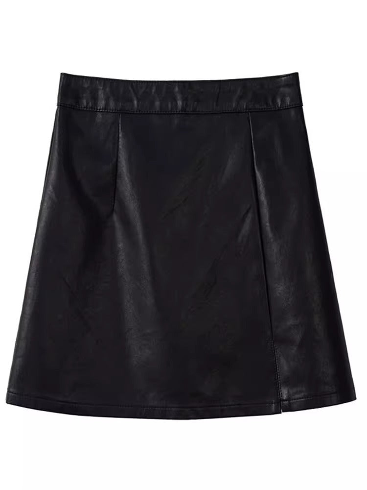 New AutumnWinter High-Waisted  Slimming  Bodycon Sexy PU Leather Skirt For Women