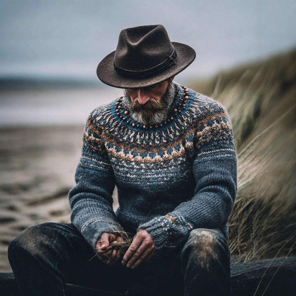 Mens Loose-Fit 3D-Printed Long-Sleeve Pullover