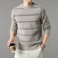 Mens Knitted Fleece-lined Thick Crew-neck Faux Mink Sweater
