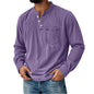 Printed Three-button Long-sleeve T-shirt For Young Men Casual