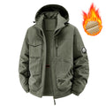 Men's Fleece-Lined Hooded Thermal Windproof Jacket Coat