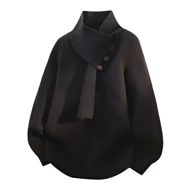 Mens Knitted Sweater With A Stylish Buttoned Design Offering A Loose Laid-back Fit