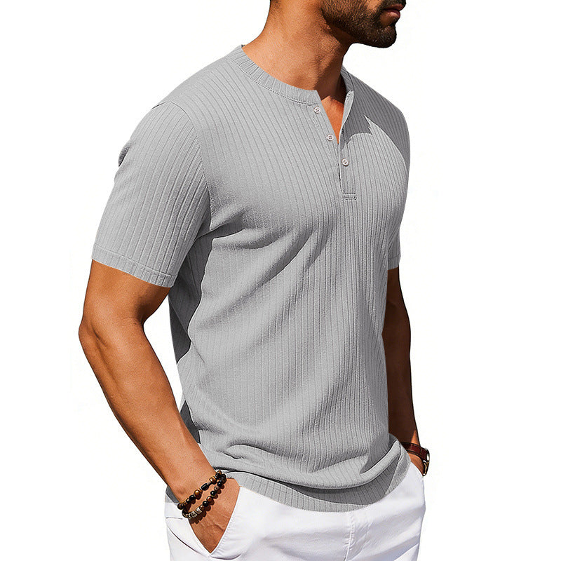 Athleisure Stretch Ribbed Short-Sleeve T-Shirt