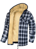 Thick Cotton Coat With Plaid Pattern Long Sleeves Loose Fit And Hood