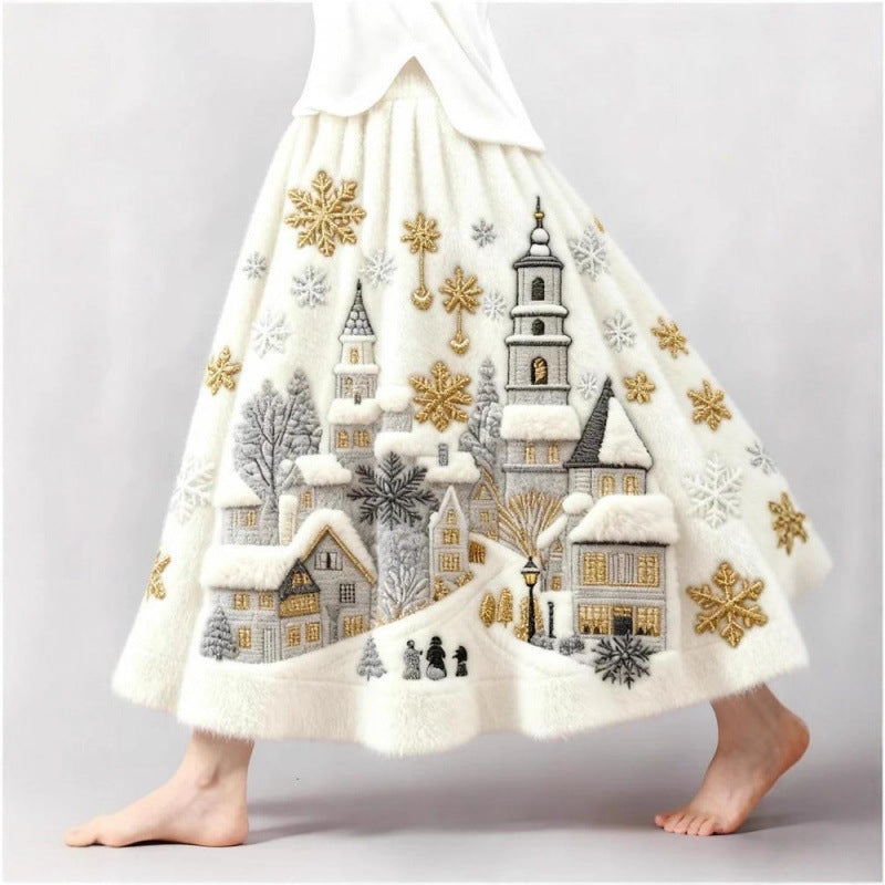 Stylish Womens Flared 3D-Printed Skirt